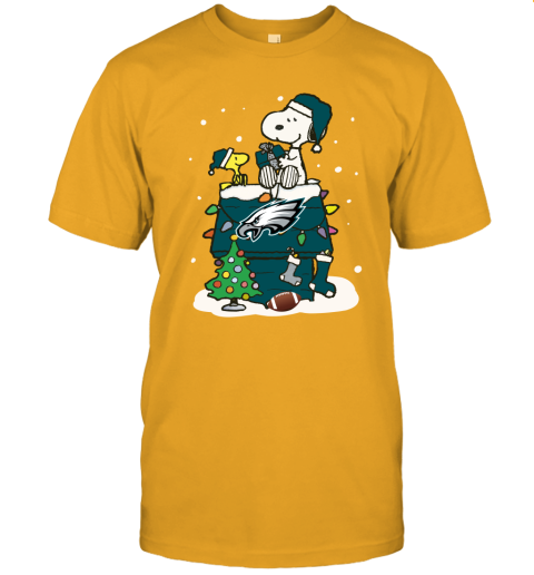 A Happy Christmas With Philadelphia Eagles Snoopy Unisex Jersey Tee
