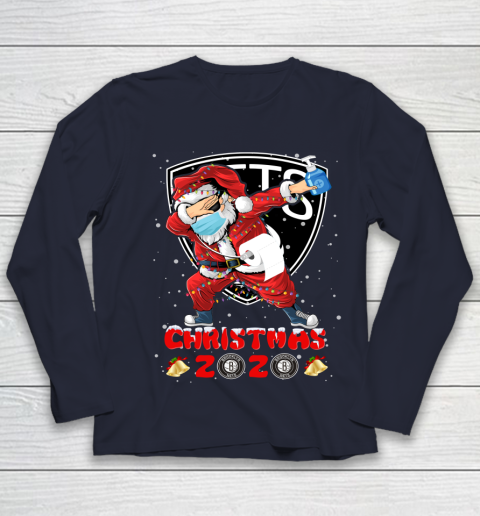 Brooklyn Nets Funny Santa Claus Dabbing Christmas 2020 NBA Youth Long Sleeve 2