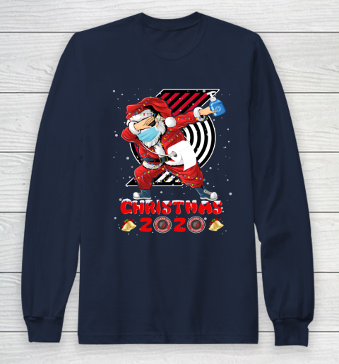Portland Trail Blazers Funny Santa Claus Dabbing Christmas 2020 NBA Long Sleeve T-Shirt 2
