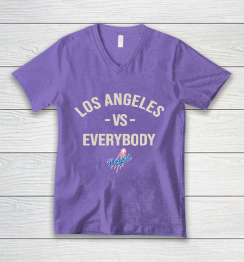 Los Angeles Dodgers Vs Everybody V-Neck T-Shirt 8