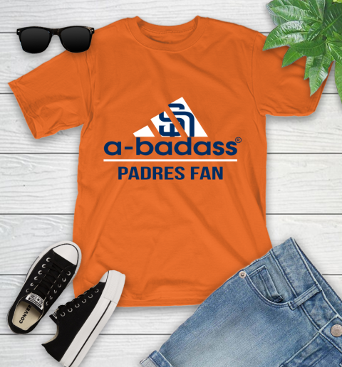MLB A Badass San Diego Padres Fan Adidas Baseball Sports Youth T-Shirt 9