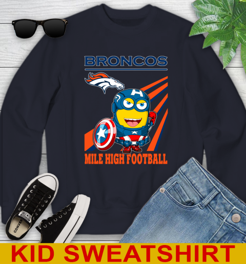 NFL Football Denver Broncos Captain America Marvel Avengers Minion Shirt Youth Sweatshirt 2