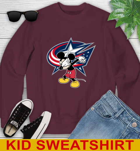 Columbus Blue Jackets NHL Hockey Dabbing Mickey Disney Sports Youth Sweatshirt 5