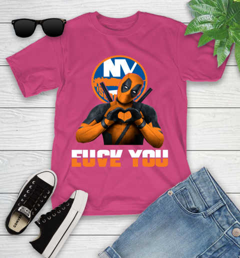 NHL New York Islanders Deadpool Love You Fuck You Hockey Sports Youth T-Shirt 11