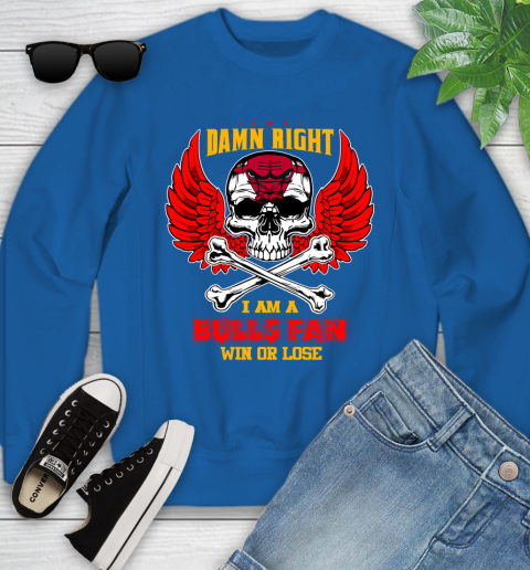 NBA Damn Right I Am A Chicago Bulls Win Or Lose Skull Basketball Sports Youth Sweatshirt 7