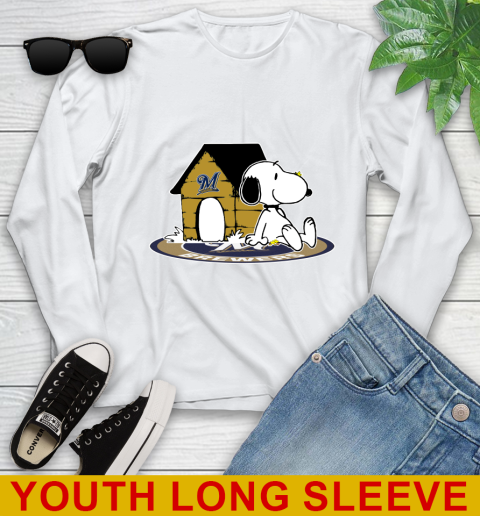 MLB Baseball Milwaukee Brewers Snoopy The Peanuts Movie Shirt Youth Long Sleeve