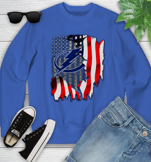 Tampa Bay Lightning NHL Hockey American Flag Youth Sweatshirt 7