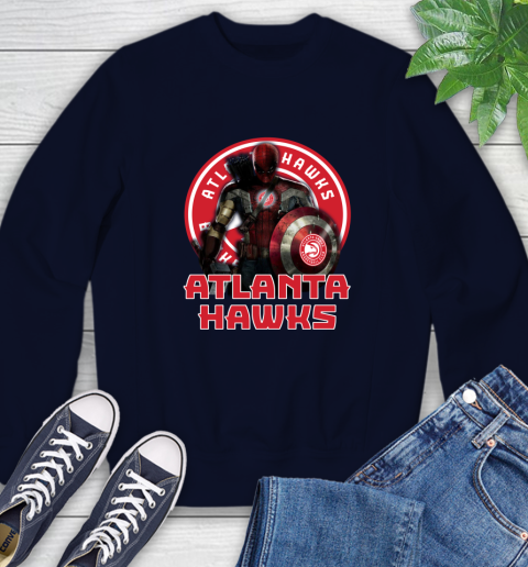 Atlanta Hawks NBA Basketball Captain America Thor Spider Man Hawkeye Avengers Sweatshirt 3