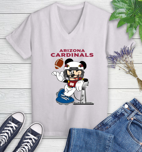 NFL Arizona Cardinals Mickey Mouse Disney Super Bowl Football T Shirt Women's V-Neck T-Shirt