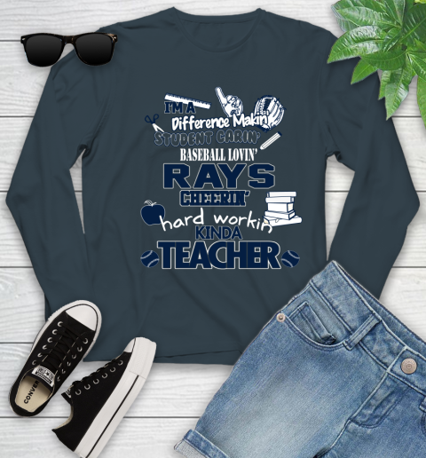 Tampa Bay Rays MLB I'm A Difference Making Student Caring Baseball Loving Kinda Teacher Youth Long Sleeve 9