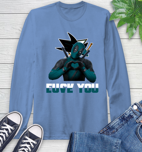 NHL San Jose Sharks Deadpool Love You Fuck You Hockey Sports Long Sleeve T-Shirt 12