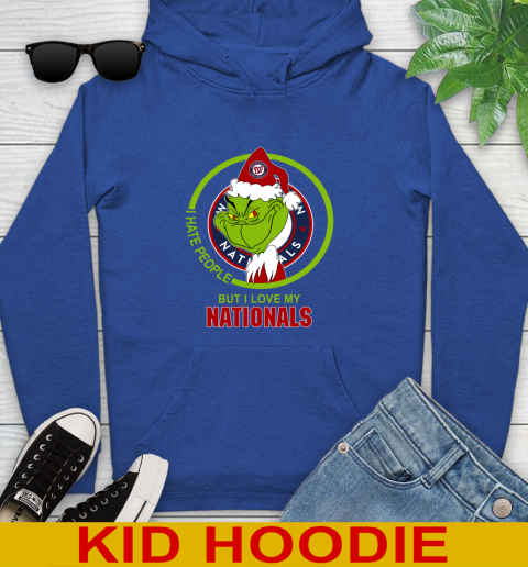 Washington Nationals MLB Christmas Grinch I Hate People But I Love My Favorite Baseball Team Youth Hoodie 10