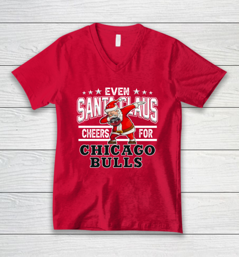 Chicago Bulls Even Santa Claus Cheers For Christmas NBA V-Neck T-Shirt 6