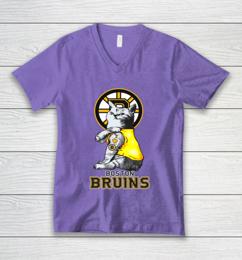 NHL My Cat Loves Boston Bruins Hockey V-Neck T-Shirt 8