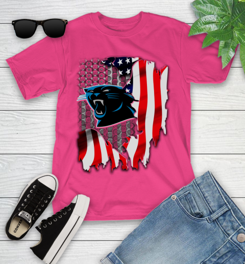 Carolina Panthers NFL Football American Flag Youth T-Shirt 11