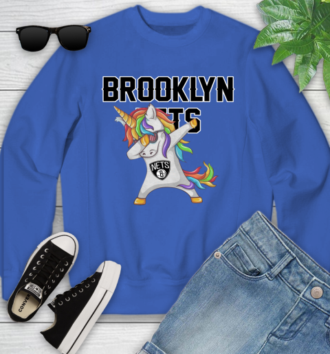 Brooklyn Nets NBA Basketball Funny Unicorn Dabbing Sports Youth Sweatshirt 8