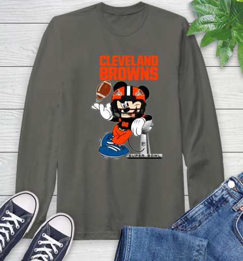 NFL Cleveland Browns Mickey Mouse Disney Super Bowl Football T Shirt Long Sleeve T-Shirt 8