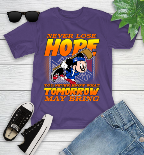 New York Rangers NHL Hockey ootball Mickey Disney Never Lose Hope Youth T-Shirt 3