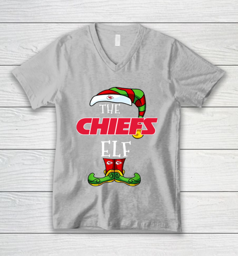Kansas City Chiefs Christmas ELF Funny NFL V-Neck T-Shirt 3
