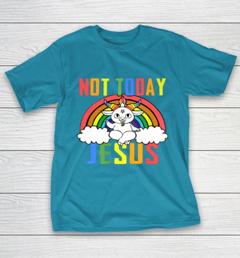 Unicorn Rainbow Not Today Jesus Premium T-Shirt 20