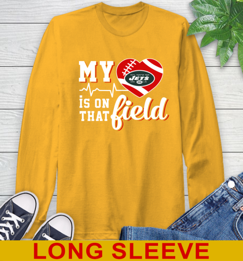 NFL My Heart Is On That Field Football Sports New York Jets Long Sleeve T-Shirt 2