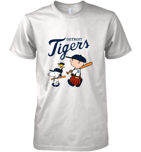Detroit Tigers Let's Play Baseball Together Snoopy MLB Premium Men's T-Shirt
