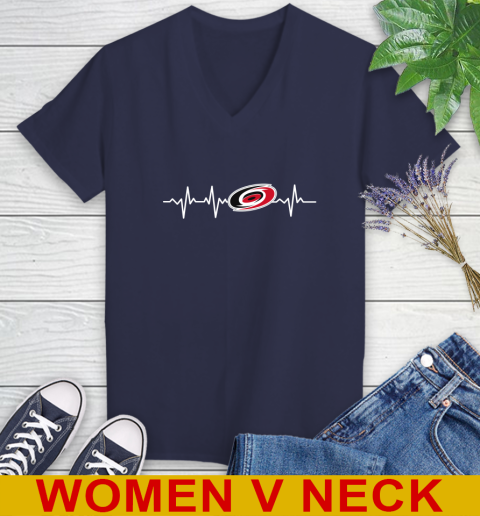 Carolina Hurricanes NHL Hockey Heart Beat Shirt Women's V-Neck T-Shirt 12