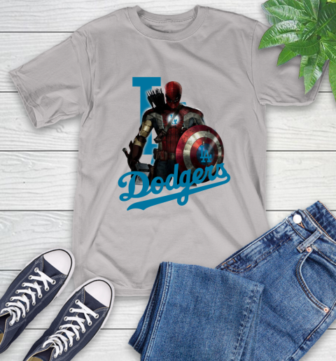 MLB Captain America Thor Spider Man Hawkeye Avengers Endgame Baseball Los Angeles Dodgers T-Shirt 12
