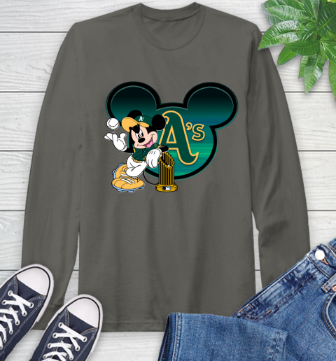 MLB Oakland Athletics The Commissioner's Trophy Mickey Mouse Disney Long Sleeve T-Shirt 8
