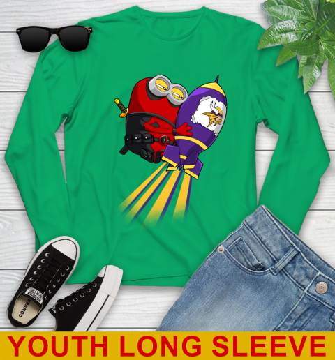 NFL Football Minnesota Vikings Deadpool Minion Marvel Shirt Youth Long Sleeve 7