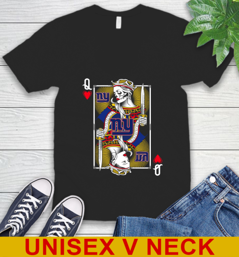 NFL Football New York Giants The Queen Of Hearts Card Shirt V-Neck T-Shirt