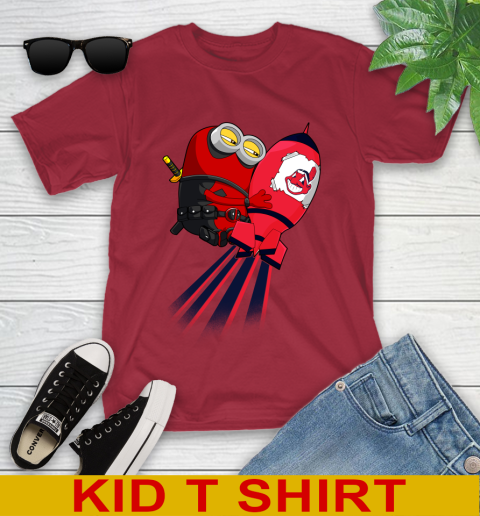 MLB Baseball Cleveland Indians Deadpool Minion Marvel Shirt Youth T-Shirt 12