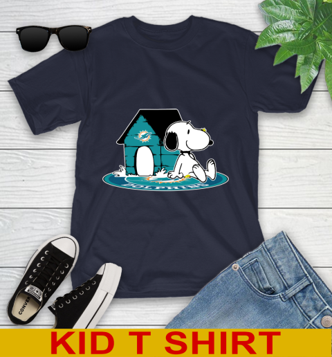 NFL Football Miami Dolphins Snoopy The Peanuts Movie Shirt Youth T-Shirt 3