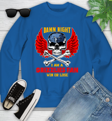 NBA Damn Right I Am A Memphis Grizzlies Win Or Lose Skull Basketball Sports Youth Sweatshirt 7
