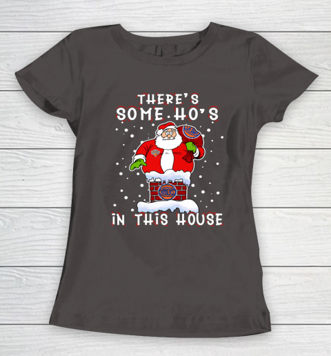 New York Knicks Christmas There Is Some Hos In This House Santa Stuck In The Chimney NBA Women's T-Shirt 7
