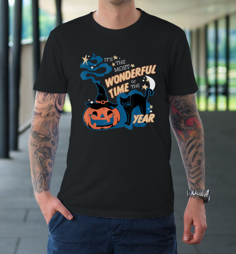 Black Cat Halloween Shirt It's the Most Wonderful Time Of The Year T-Shirt