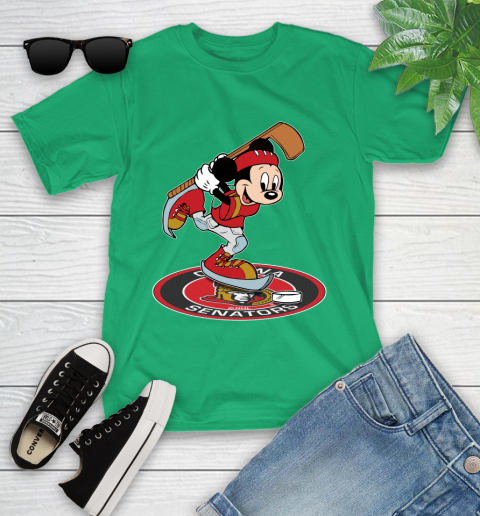 NHL Hockey Ottawa Senator Cheerful Mickey Disney Shirt Youth T-Shirt 6