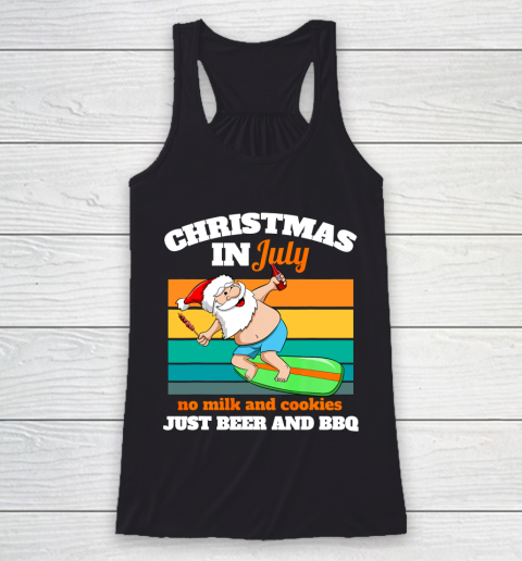 Surfer Santa Beer And BBQ Xmas Party Beach Christmas In July Racerback Tank