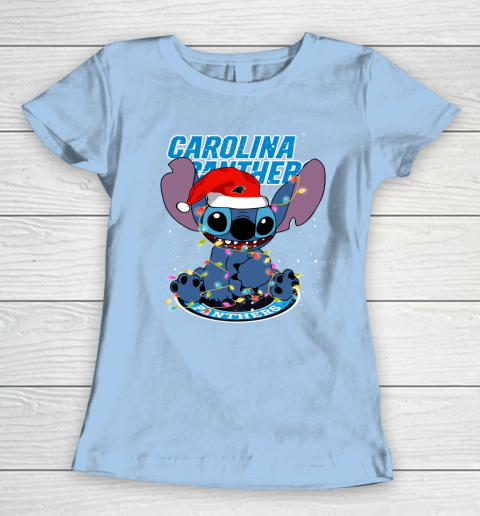 Carolina Panthers NFL Football noel stitch Christmas Women's T-Shirt 4