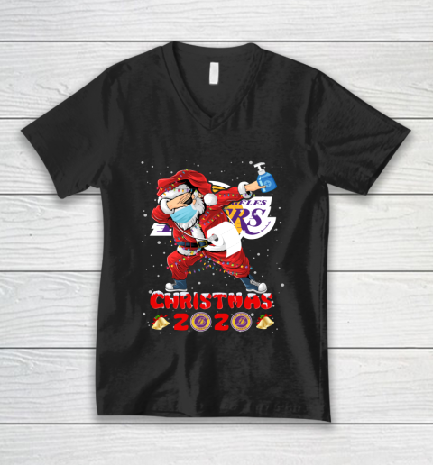 Los Angeles Lakers Funny Santa Claus Dabbing Christmas 2020 NBA V-Neck T-Shirt