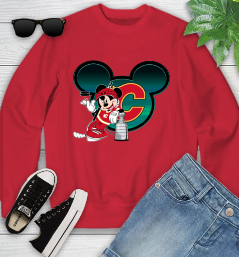 NHL Calgary Flames Stanley Cup Mickey Mouse Disney Hockey T Shirt Youth Sweatshirt 9