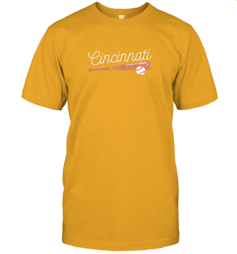 0nor cincinnati baseball tshirt classic ball and bat design jersey t shirt 60 front gold