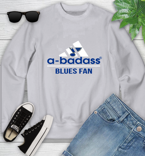 NHL A Badass St.Louis Blues Fan Adidas Hockey Sports Youth Sweatshirt 3