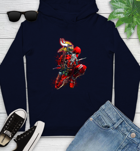 NFL Deadpool Marvel Comics Sports Football Minnesota Vikings Youth Hoodie 4