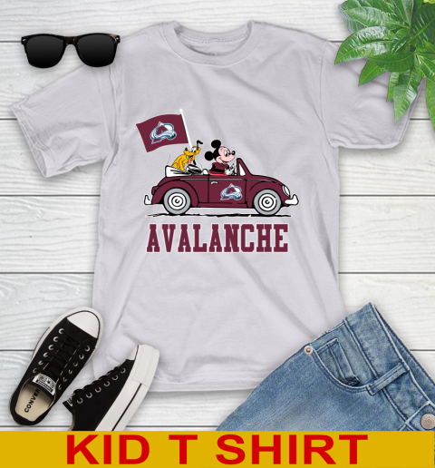 NHL Hockey Colorado Avalanche Pluto Mickey Driving Disney Shirt Youth T-Shirt 5