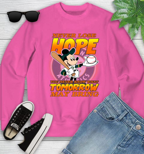 Oakland Athletics MLB Baseball Mickey Disney Never Lose Hope Youth Sweatshirt - Image 7