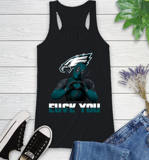 NHL Philadelphia Eagles Deadpool Love You Fuck You Football Sports Racerback Tank