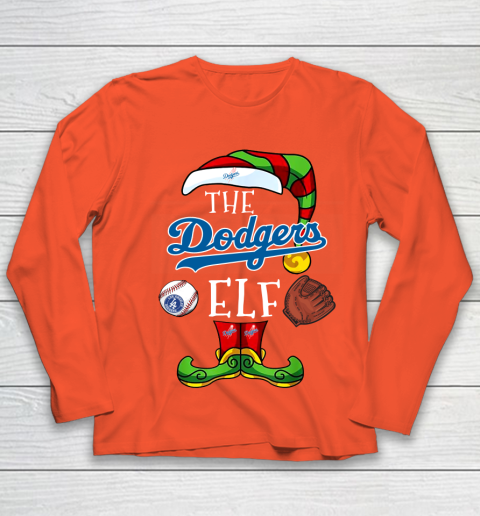 Los Angeles Dodgers Christmas ELF Funny MLB Youth Long Sleeve 3