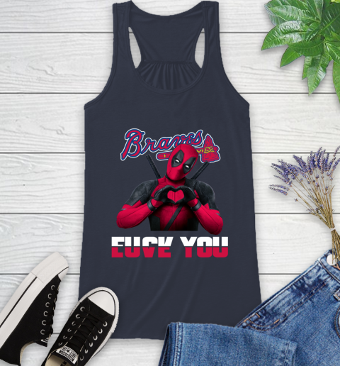 MLB Atlanta Braves Deadpool Love You Fuck You Baseball Sports Racerback Tank 10
