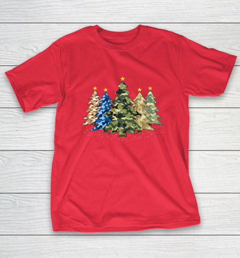 Camo Print Christmas Trees with Camouflage Print Xmas T-Shirt 9